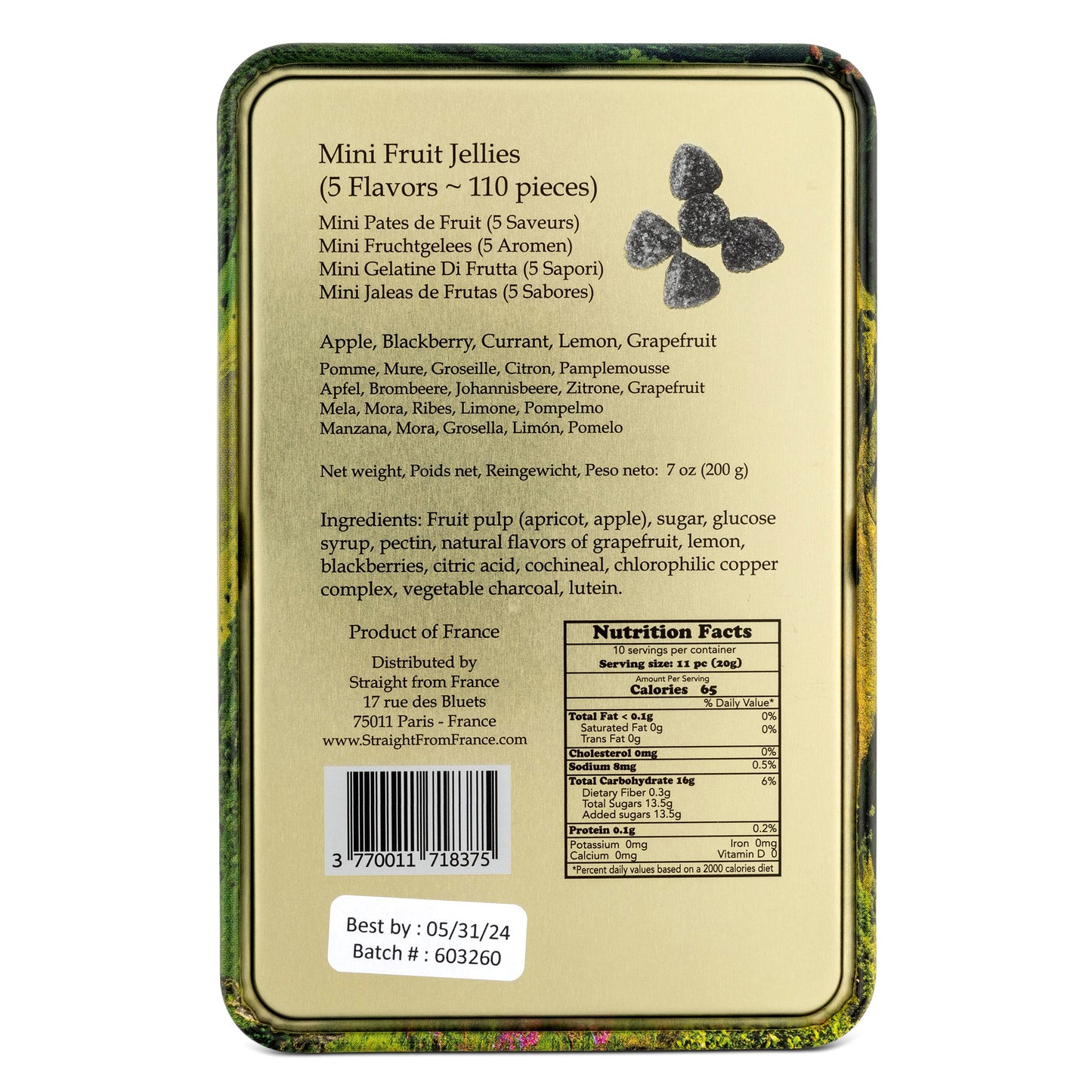 Straight from France Gourmet Cocoa Truffles, Fruit Gummies & Salted Butter Caramels, French Gift Tins Bundle, 3 Tins
