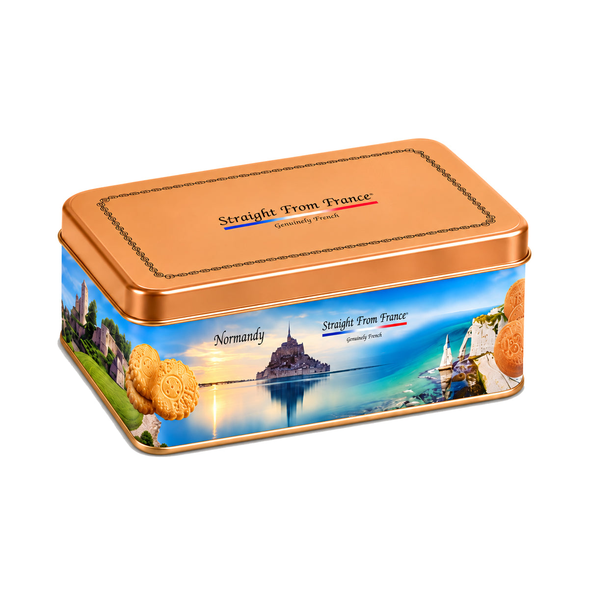 Straight from France Shortbread Cookies, Salted Butter Caramels, Jordan Almonds & Cocoa Truffles, French Gift Tins Bundle, 4 Tins