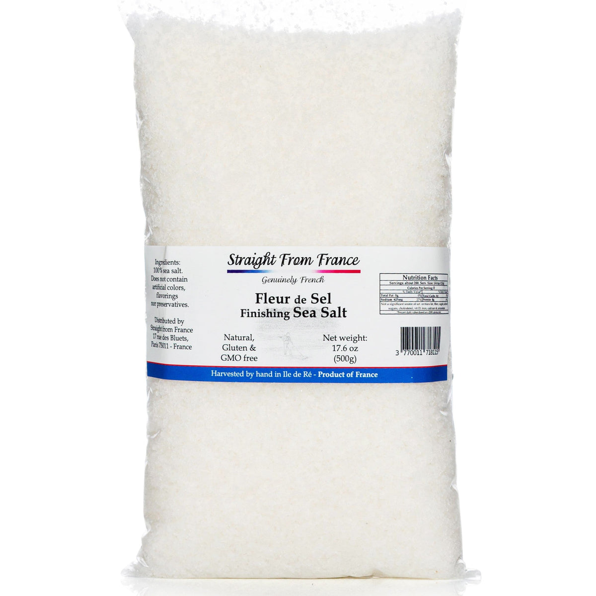 Straight from France Fleur de Sel French sea salt, 17.6 oz jar