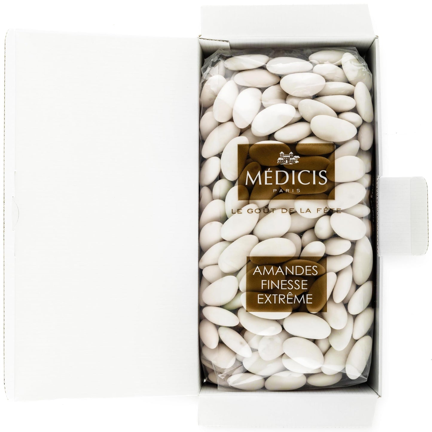 Medicis Premium Candied Almond Dragees Candies (French Jordan Almonds) 330 Ct bag 2.2lbs, White