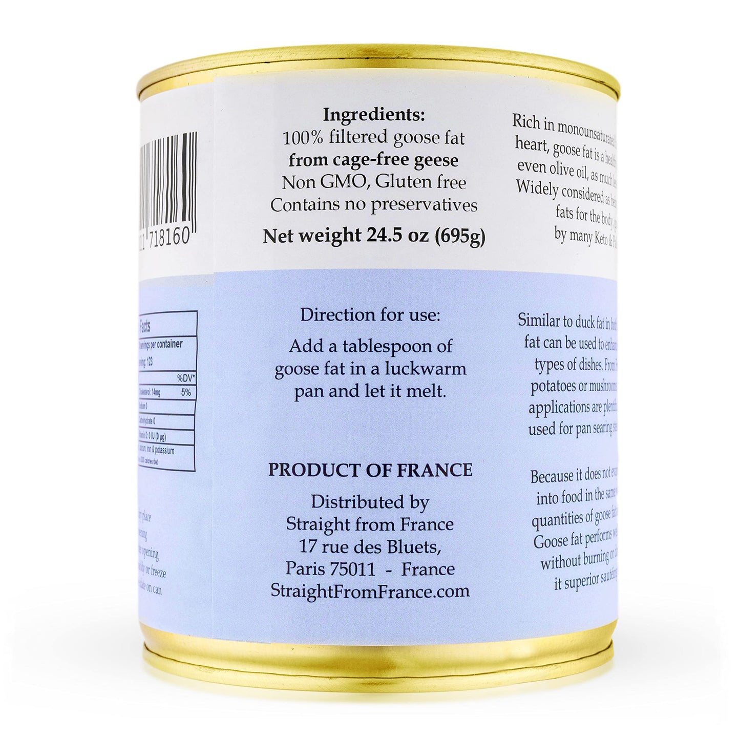 Straight from France Pure Goose Fat for Cooking