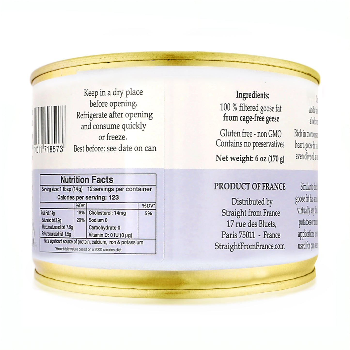 Straight from France Pure Goose Fat for Cooking 6 Oz (Pack of 1)