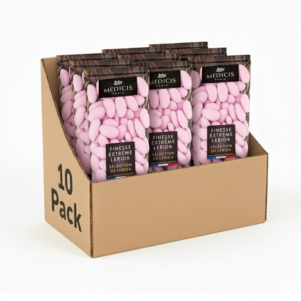 Medicis Premium Dragees, French Jordan Almonds, 75 Ct, 8.8 Oz, Pink (Case of 10)