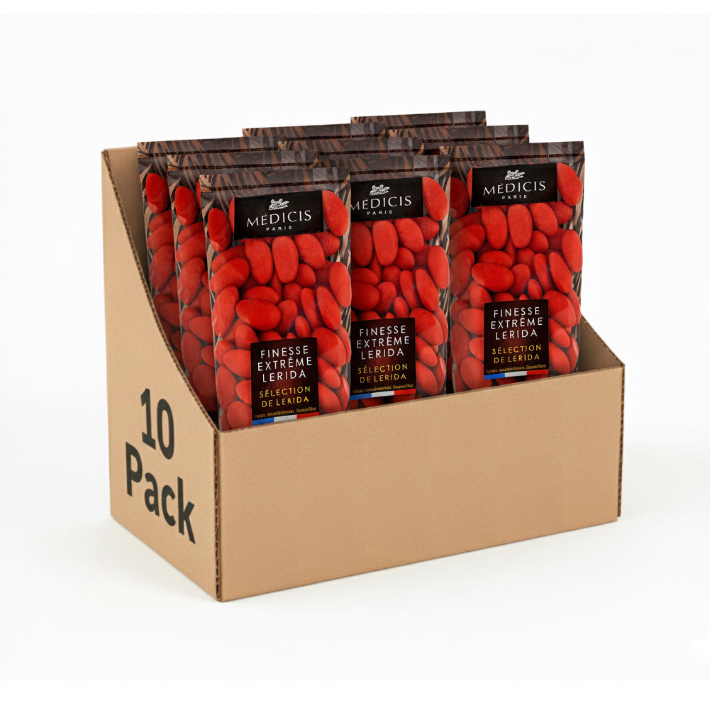 Medicis Premium Dragees, French Jordan Almonds, 75 Ct, 8.8 Oz, Red (Case of 10)