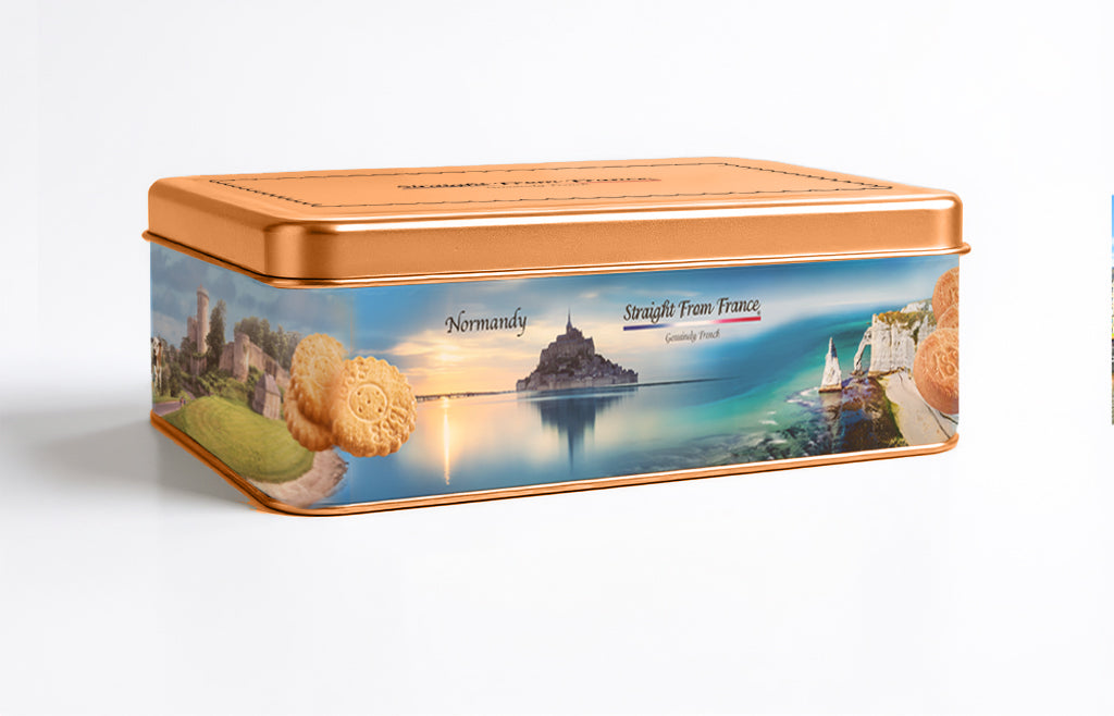 Straight from France Shortbread Cookies in Normandy Themed Tin, 17.6 Oz (Case of 6)
