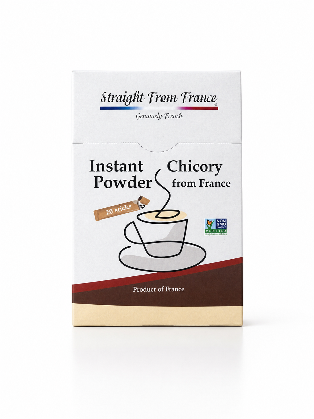 Straight from France Instant Chicory Coffee Substitute, 20 Sticks, 1.8 Oz (50 g) (Pack of 3)