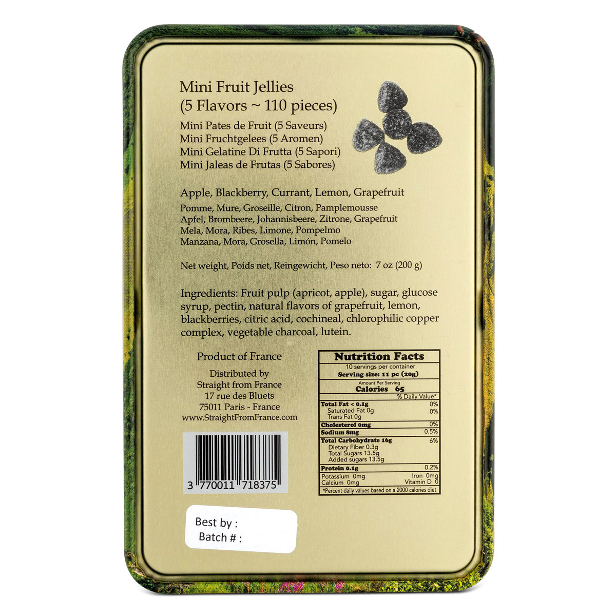 Straight from France Gourmet Cocoa Truffles, Fruit Gummies & Salted Butter Caramels, French Gift Tins Bundle, 3 Tins