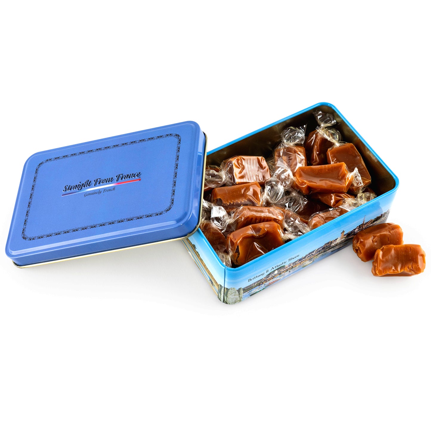 Straight from France Gourmet Cocoa Truffles, Fruit Gummies & Salted Butter Caramels, French Gift Tins Bundle, 3 Tins