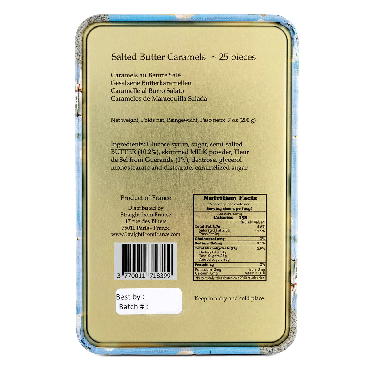 Straight from France Gourmet Cocoa Truffles & Salted Butter Caramels, French Gift Tins Bundle, 2 Tins