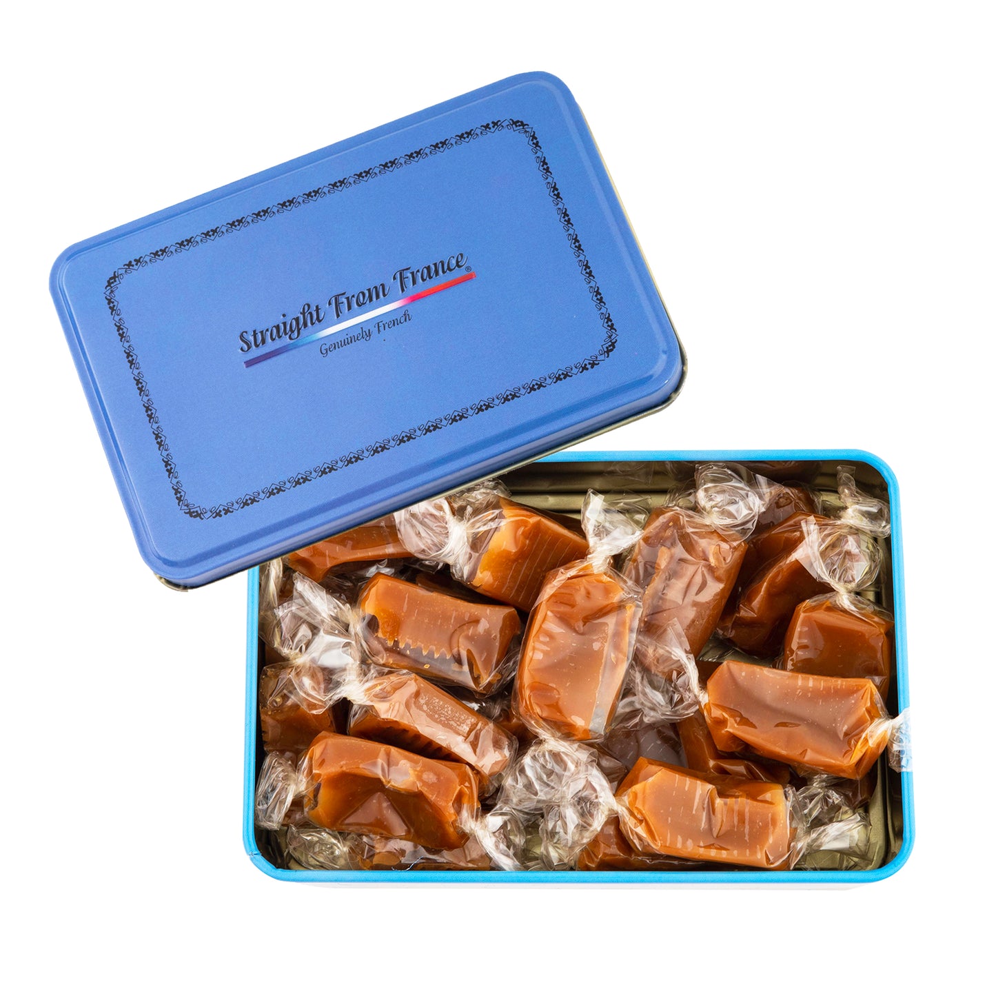 Straight from France Gourmet Cocoa Truffles, Fruit Gummies & Salted Butter Caramels, French Gift Tins Bundle, 3 Tins