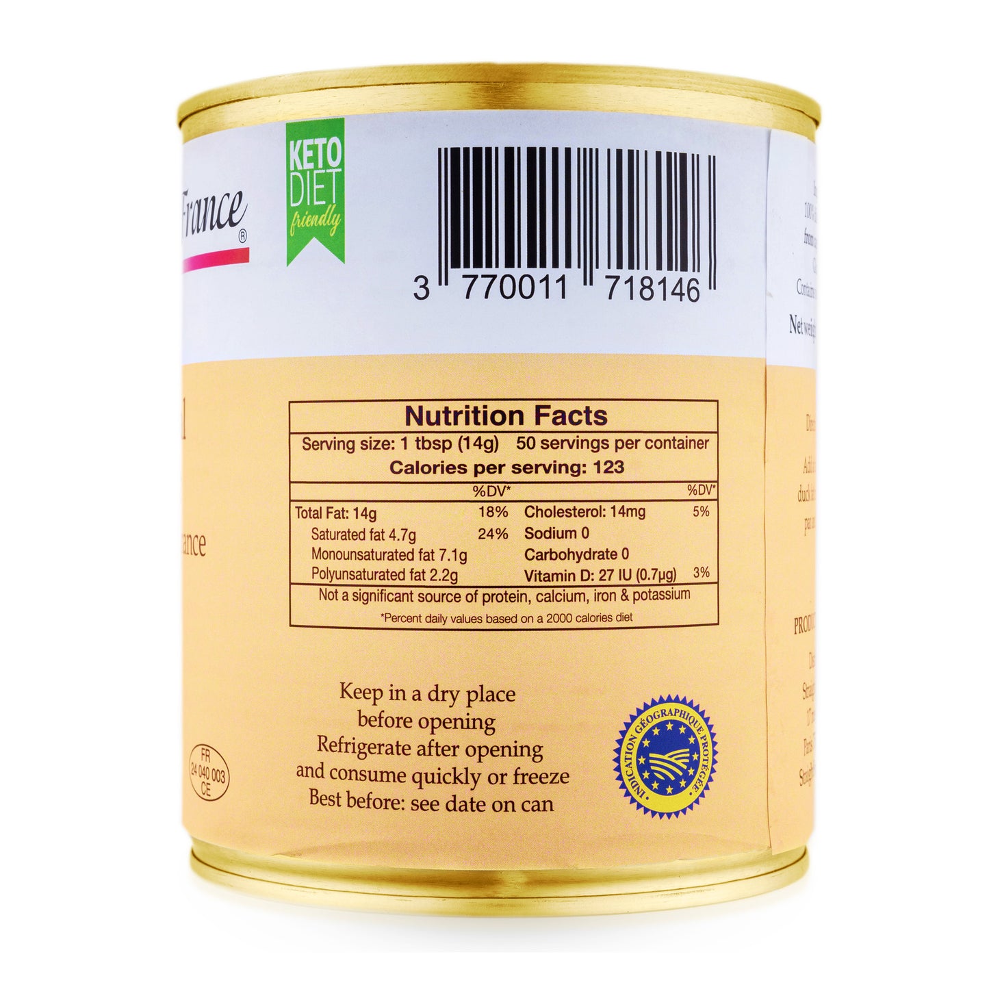 All-Natural Duck Fat from Southwest France – Premium Keto Cooking Oil for Roasting & Frying 24.5 Oz (Case of 6)