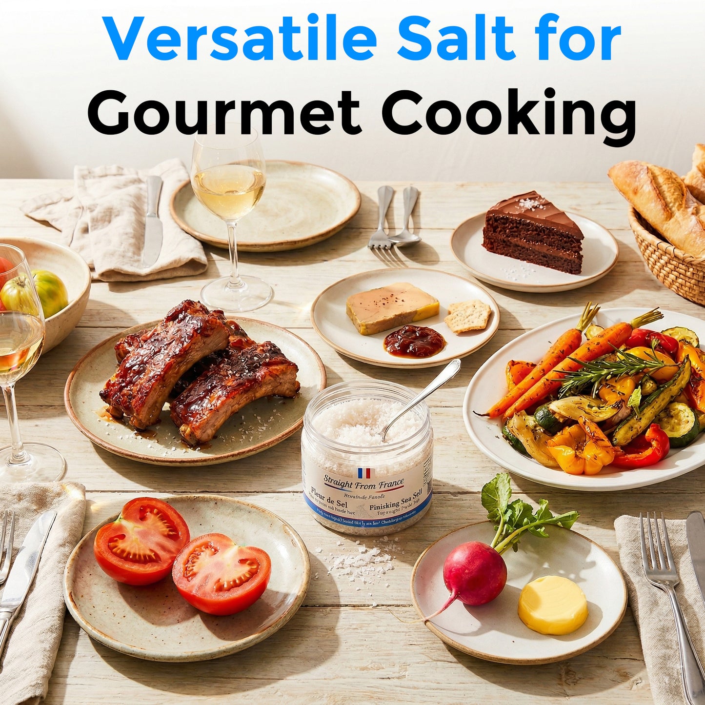Straight from France, French Fleur De Sel, Unrefined Hand Harvested Finishing Sea Salt, High in Magnesium and Natural Electrolytes, Ideal for Gourmet Cooking and Hydration, Finer Taste Than Celtic Salt - Straight from France