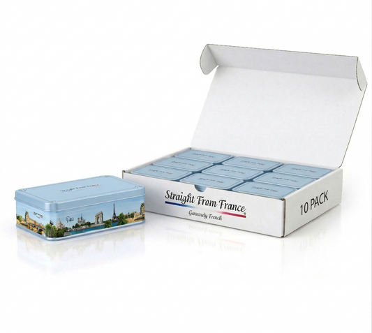 Straight from France Premium French Jordan Almonds in Paris Themed Candy Gift Tin, 90 Pc, White (Case of 10)
