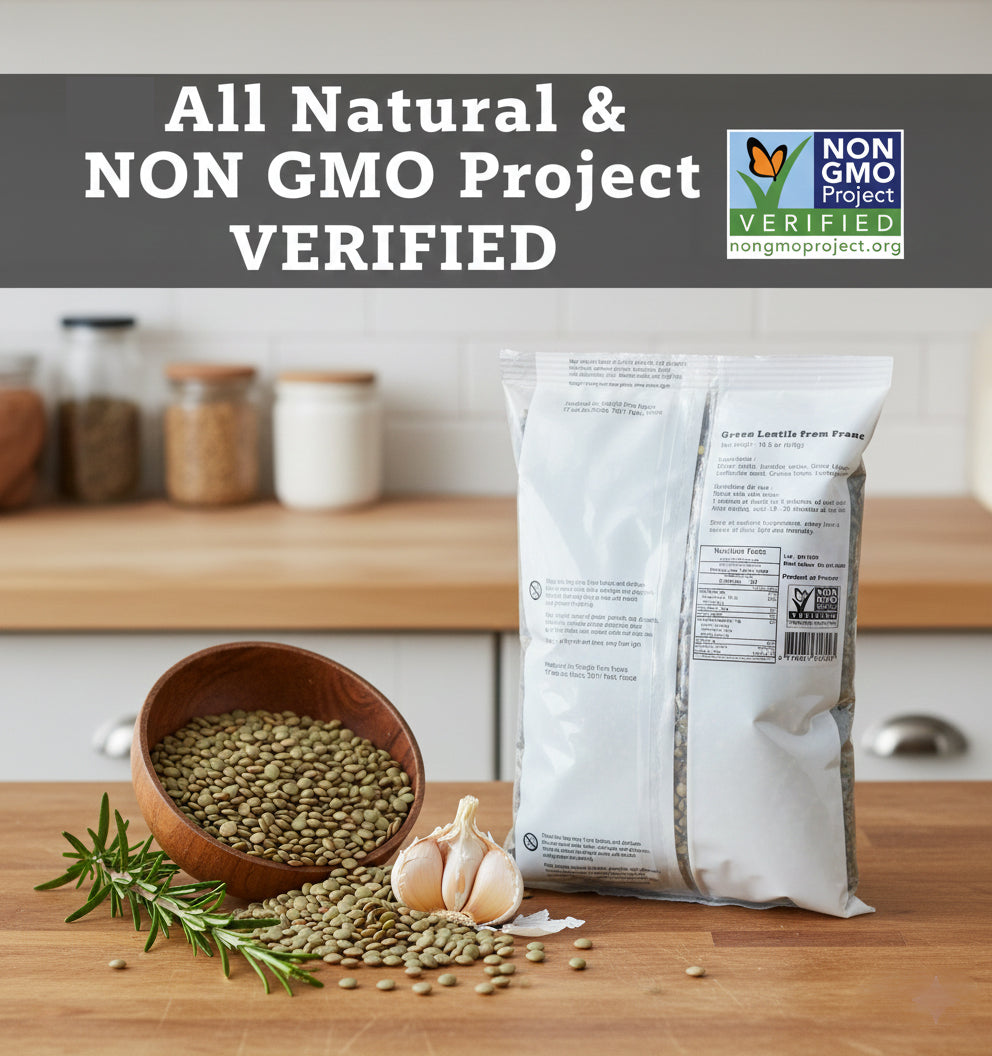 Straight from France Non GMO Certified French Green Lentils, All Natural Bulk Dry Lentils, Rich in Plant Based Protein and Dietary Fibers, Vegan and Vegetarian Friendly, 30 Oz - Straight from France