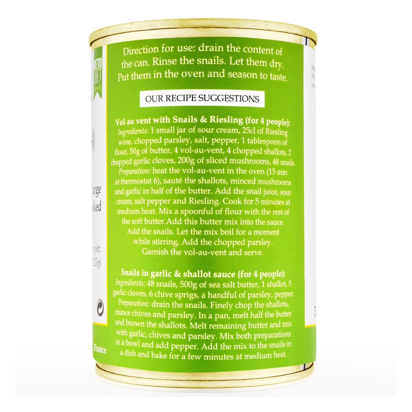 Straight from France French Helix Escargots, Canned Snails, 4 Dozen