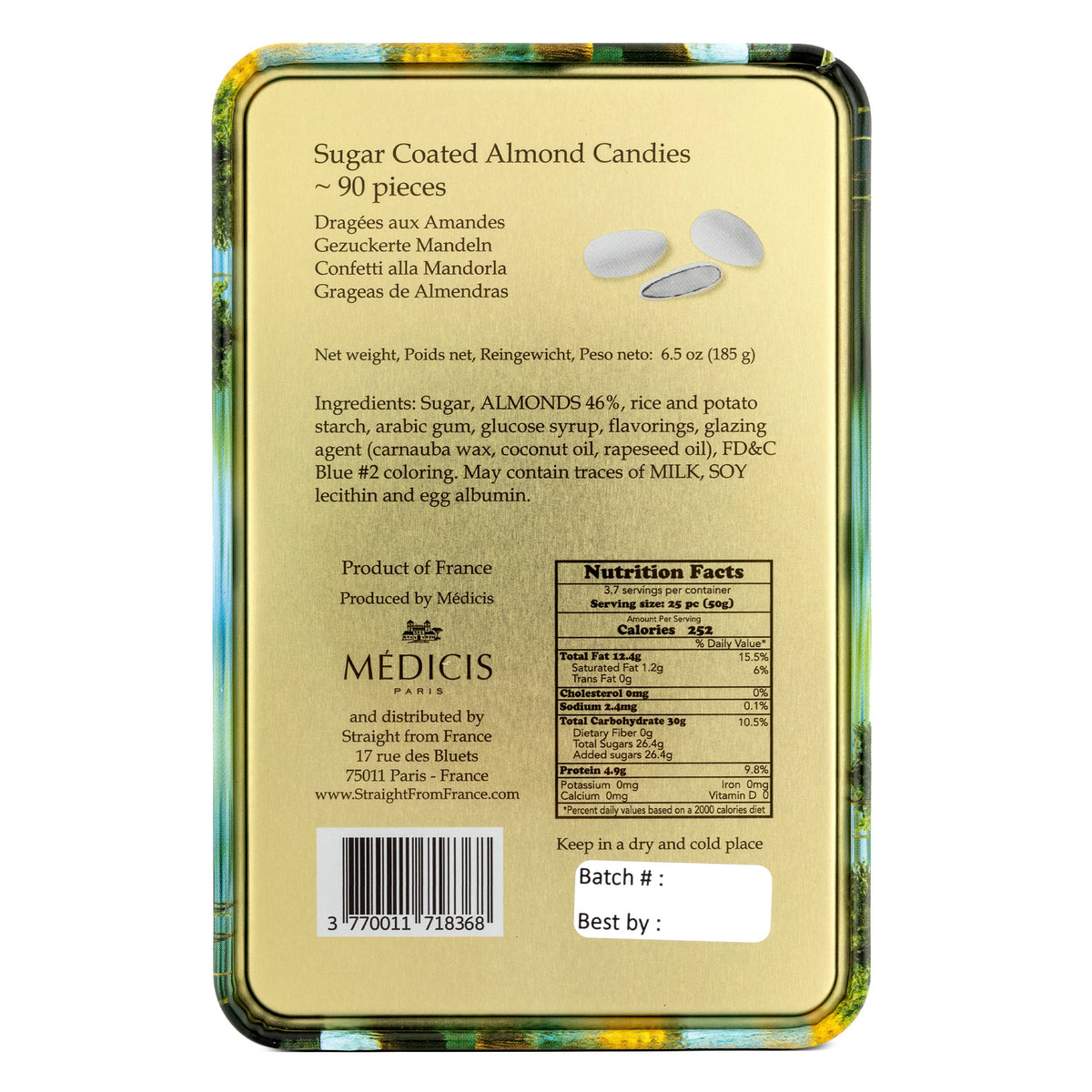 Straight from France Salted Butter Caramels & Jordan Almonds, French Gift Tins Bundle, 2 Tins