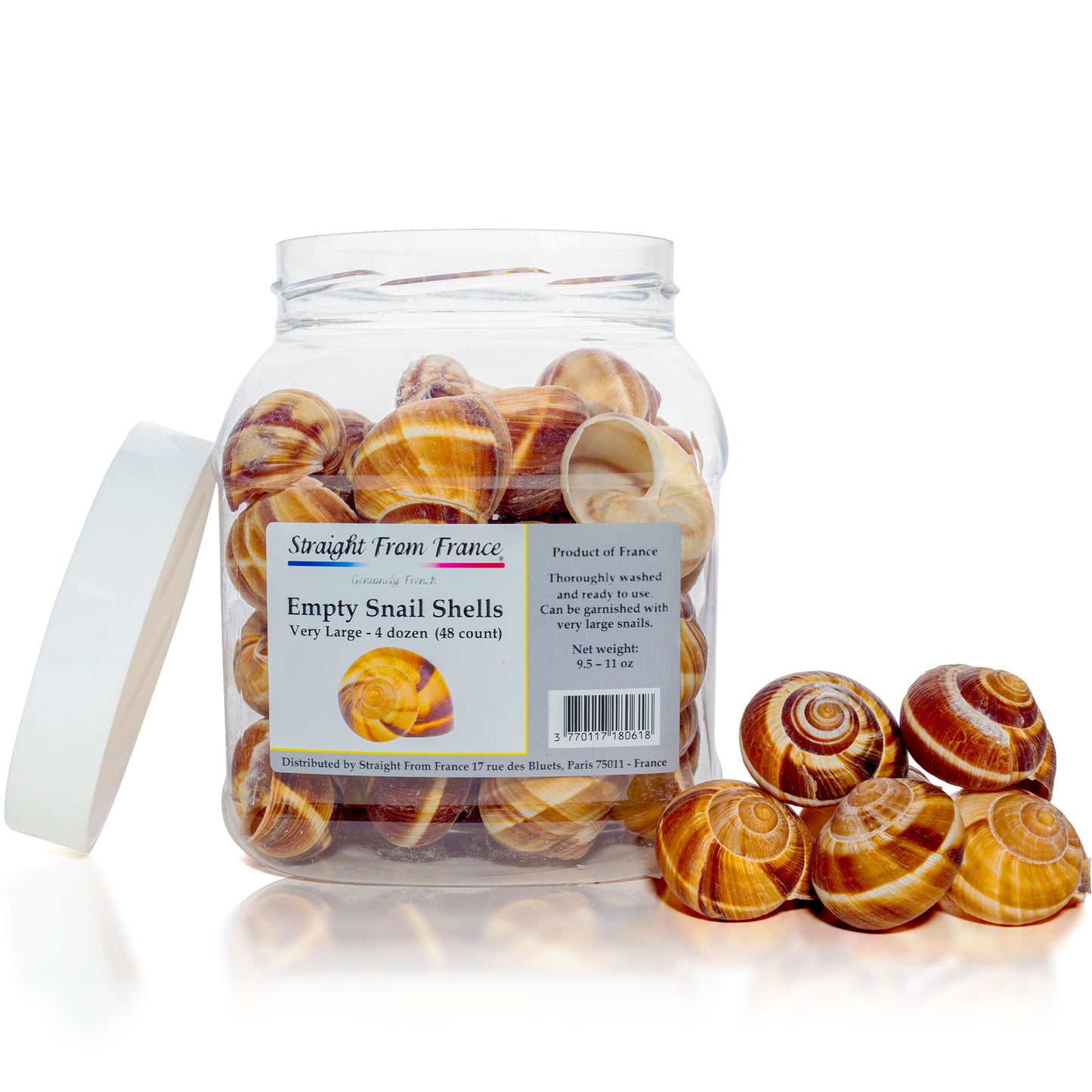 Straight from France Escargot Snail Shells, Bulk Tub, Thoroughly Washed and Ready for Use, 48 Ct (Case of 12)