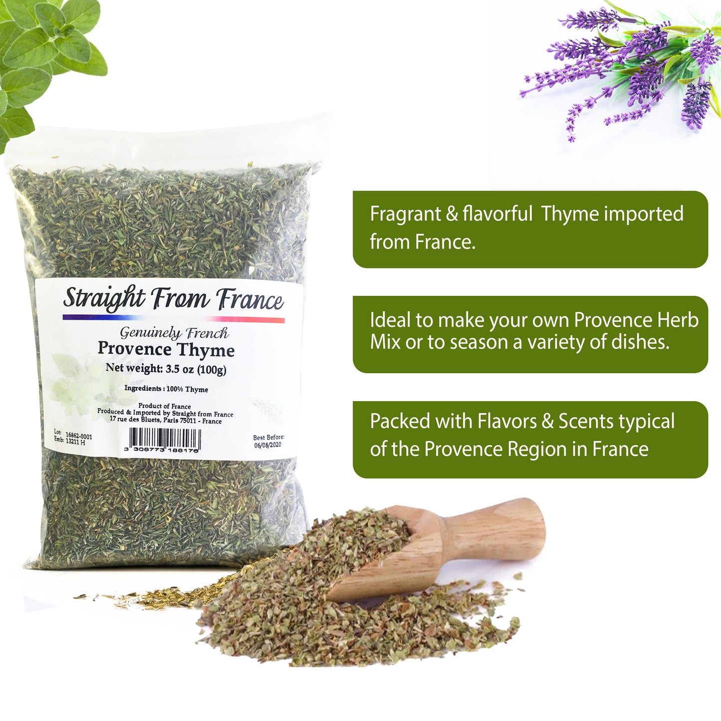 Straight from France Ground Thyme Leaves from Provence 3.5oz - Straight from France