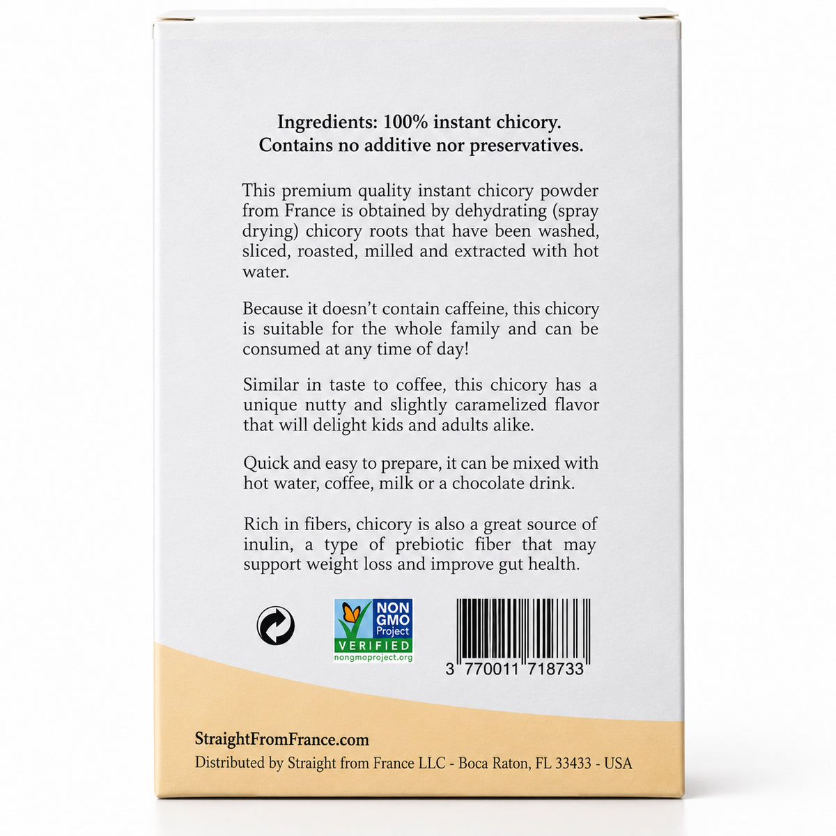 Straight from France Instant Chicory Coffee Substitute, 20 Sticks 1.8 Oz (50 g)