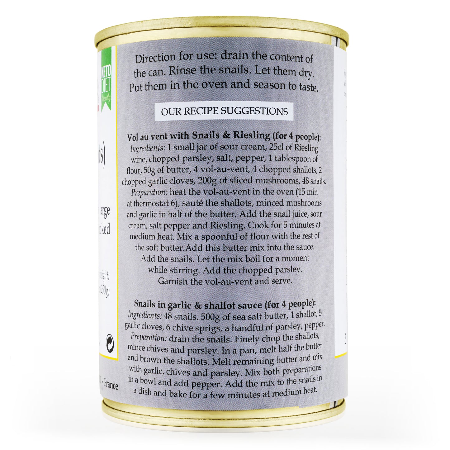 Straight from France French Helix Escargots, Canned Snails, 4 Dozen