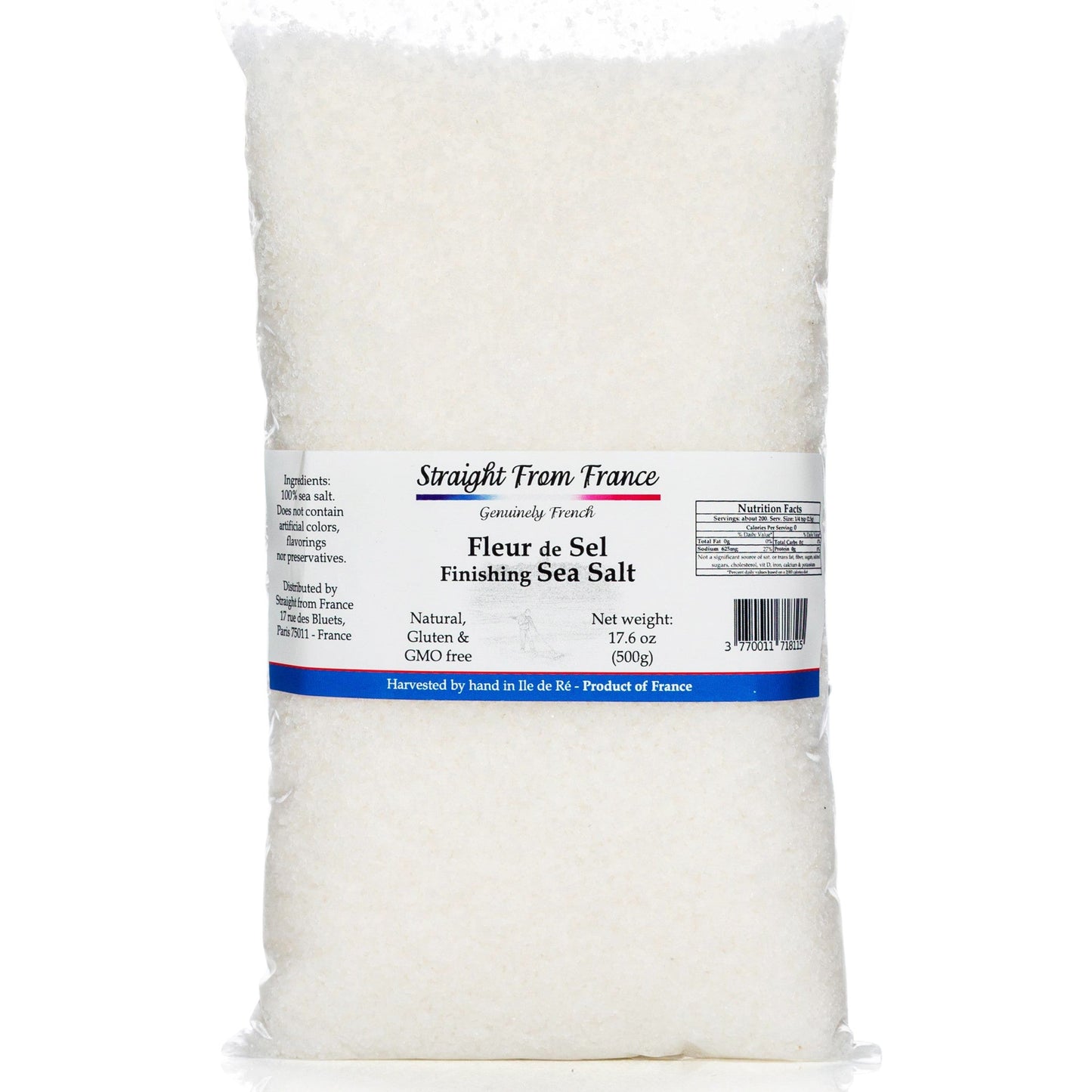 Straight from France Fleur de Sel French sea salt, 17.6 oz jar
