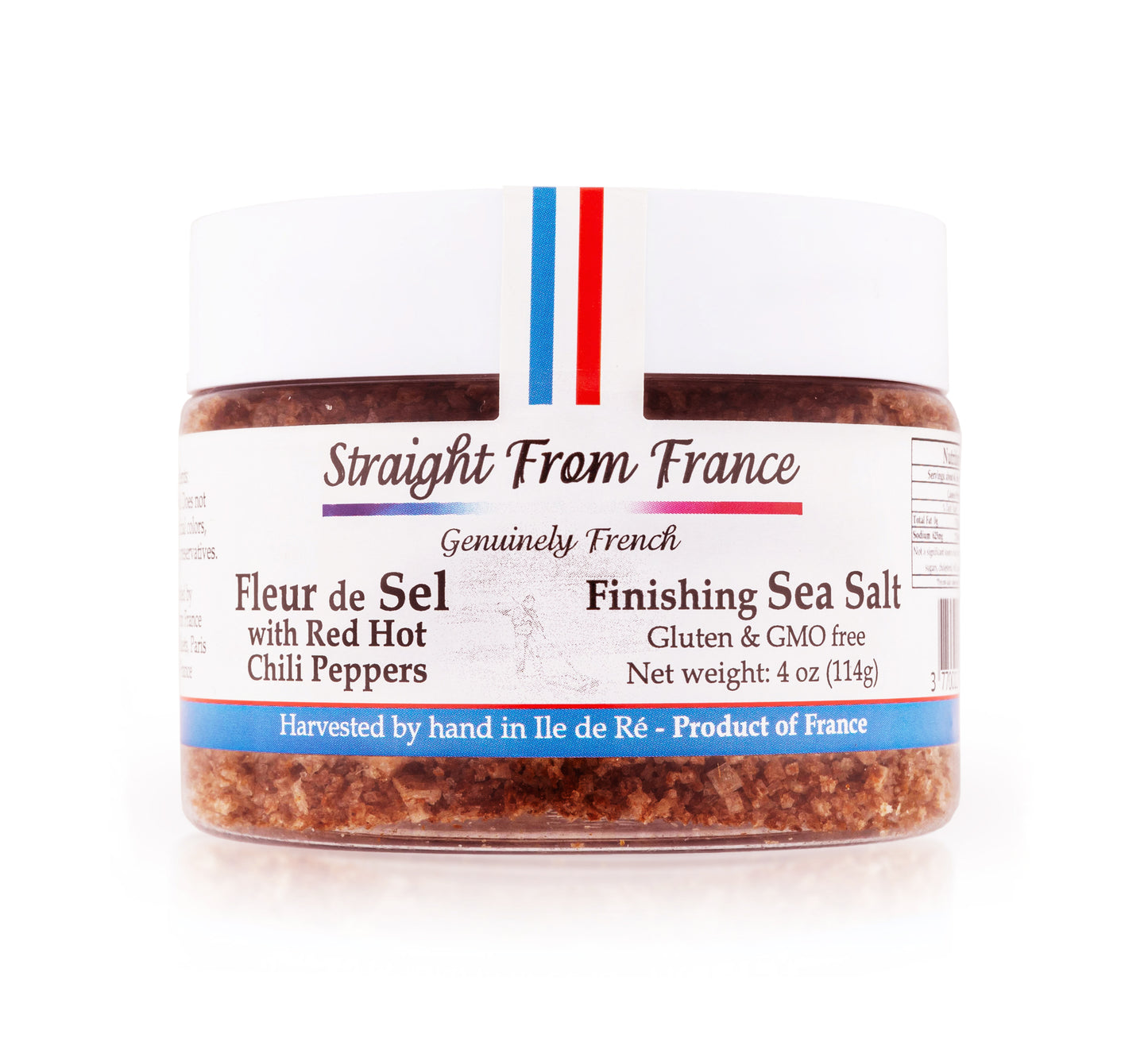 Straight from France French Fleur De Sel Finishing Sea Salt with Red Peppers 4 Oz