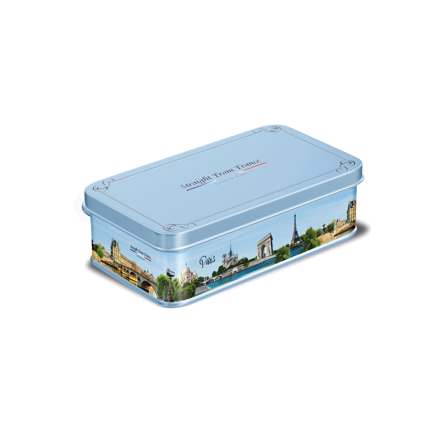 Straight from France Premium French Jordan Almonds in Paris Themed Candy Gift Tin, 90 Pc, White (Case of 10)
