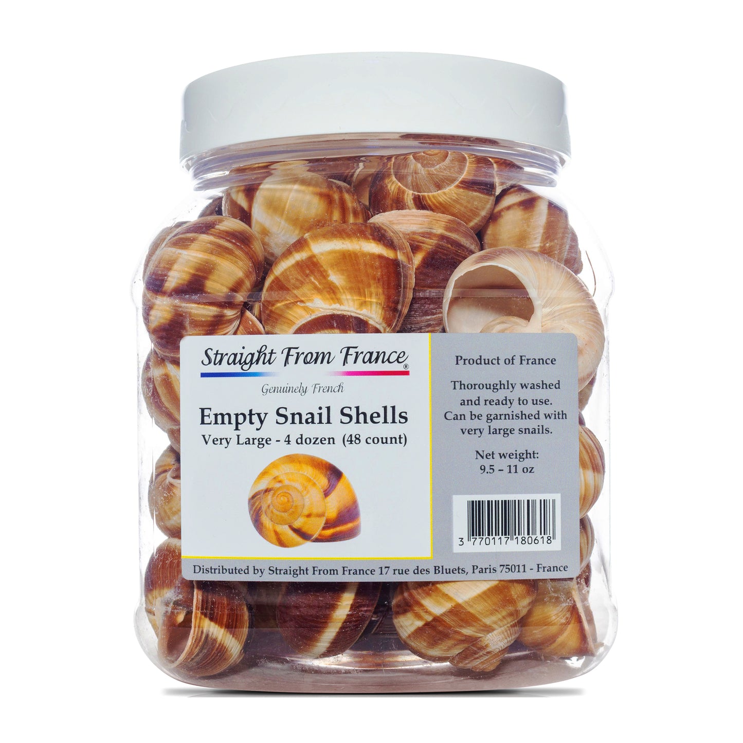 Straight from France Escargot Snail Shells, Bulk Tub, Thoroughly Washed and Ready for Use, 48 Ct (Case of 12)