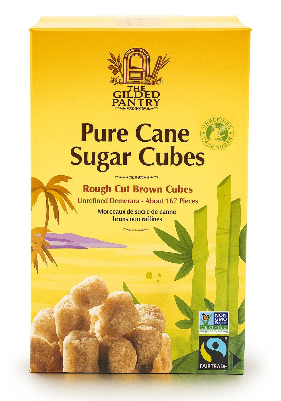The Gilded Pantry Brown Cane Sugar Cubes, FairTrade & Non GMO Certified & Straight from France Non GMO Certified Instant Chicory Powder 7 Oz Bundle