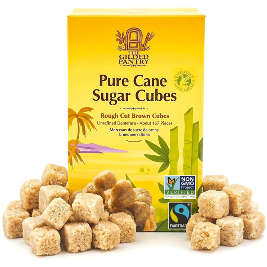 The Gilded Pantry Rough Cut Brown Sugar Cubes for Coffee and Tea, Fair Trade & Non GMO 17.6 Oz