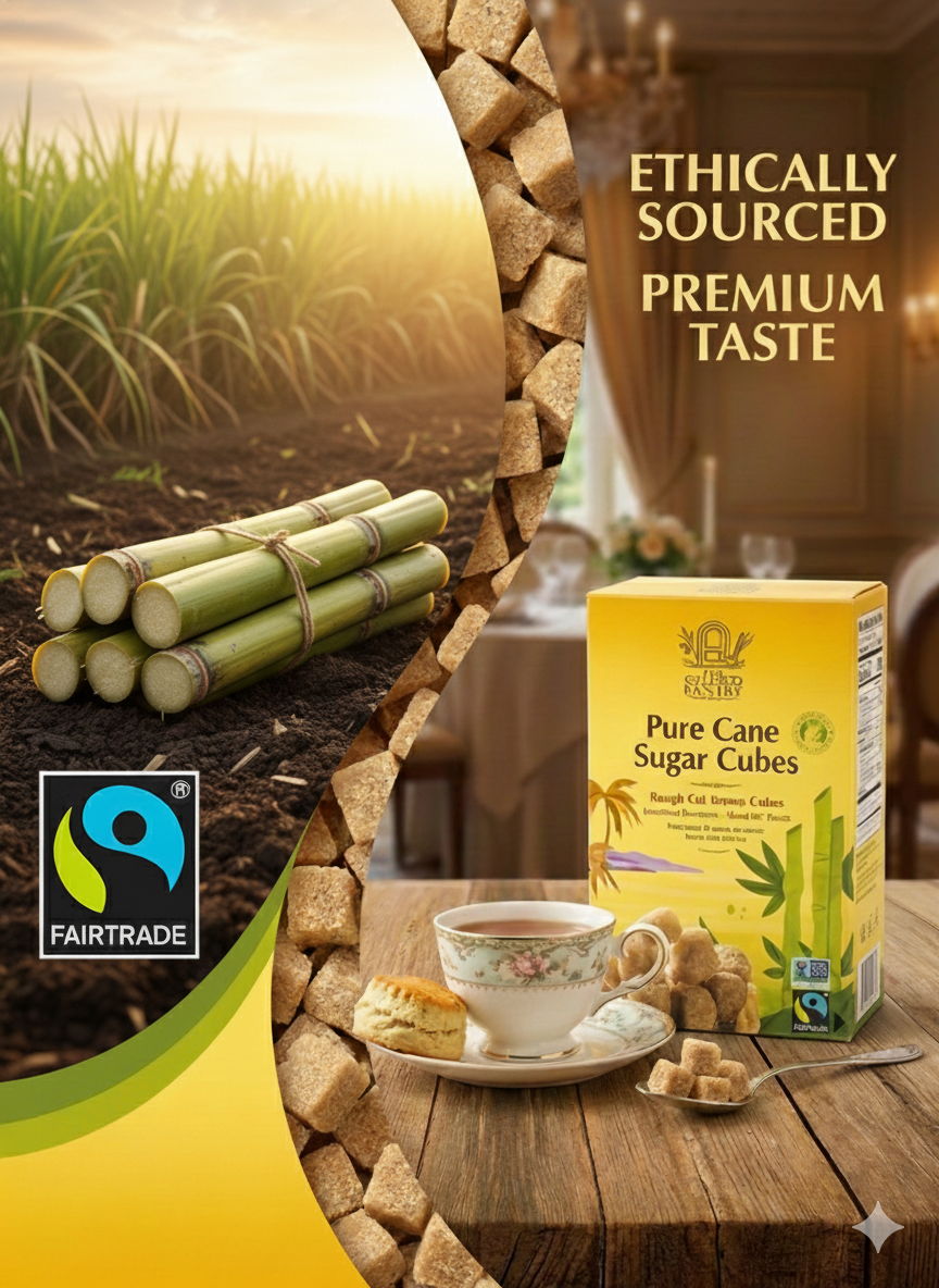 The Gilded Pantry Unrefined Brown Cane Sugar Cubes, Rough Cut, Fair Trade & Non GMO Certified 17.6 Oz (Case of 10)
