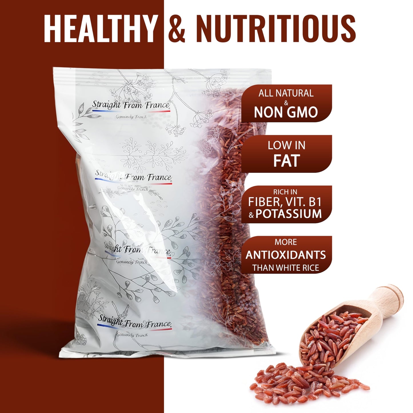 Straight from France Non GMO Certified French Red Rice 30 Oz (Case of 15)