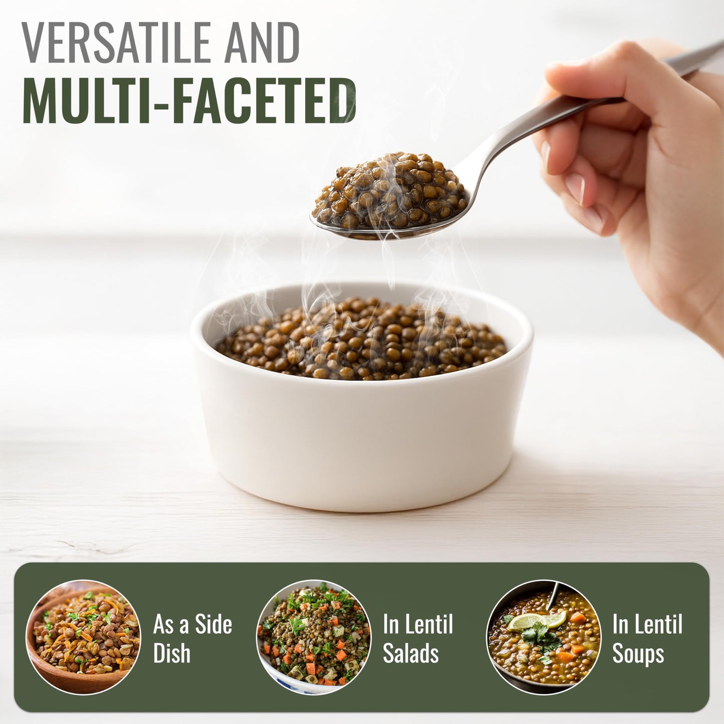 Straight from France Non GMO Certified French Green Lentils, All Natural Bulk Dry Lentils, Rich in Plant Based Protein and Dietary Fibers, Vegan and Vegetarian Friendly, 30 Oz - Straight from France