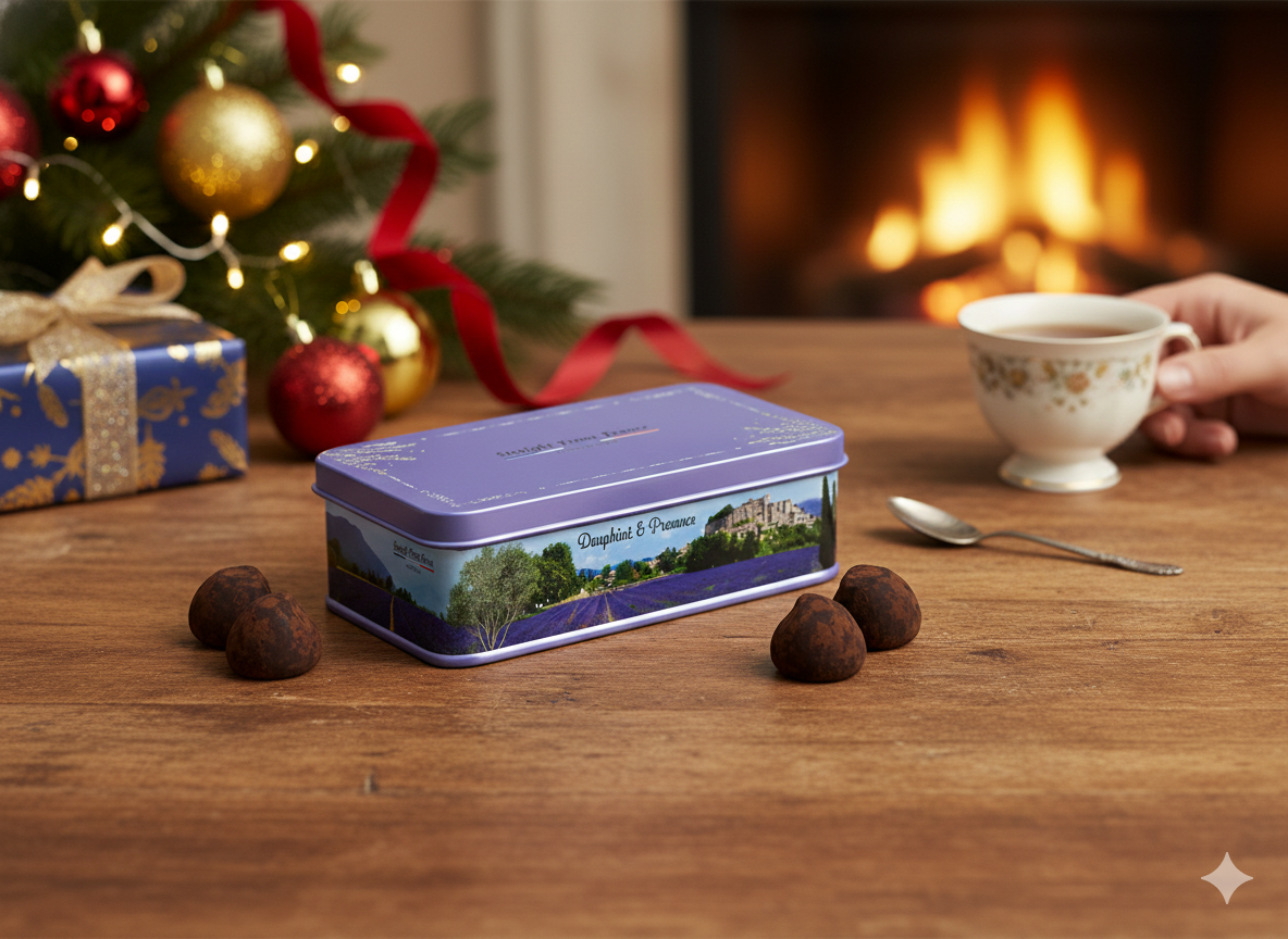 Straight from France Gourmet Cocoa Truffles in Gift Tin 20 Pc 7 Oz (Case of 12)